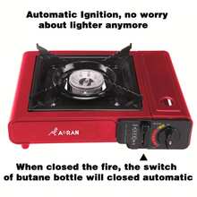 Aoran Portable Camping And Barbecue Stove, Korean Kitchen Camping Butane Burner Stove, With Safety Lock And Piezoelectric Ignition Device, Outdoor Camping Stove, With Overvoltage Protection Function, Suitable For Hiking, Red - Đỏ - Xem 2