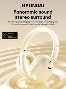 HYUNDAI Écouteurs Bluetooth HYUNDA HY-H08 avec annulation du bruit ENC, son surround haute définition, commutation filaire/sans fil, microphone pour enregistrement/appel, musique/jeu, faible latence, longue durée de vie de la batterie, écouteurs sans fil confortables et respirants