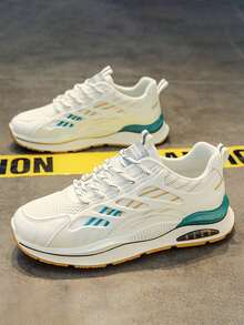 2025 Men's Aurora Green Running Shoes - White & Green Contrast Breathable System, Starry Gold Details All-Terrain Anti-Slip, Elite Urban Outdoor Versatile Sports Sneakers 2000s Style Valentine's Day Ideas - Multicolor - View 4