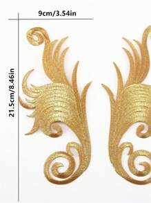 2pcs Gold Hollow Out Embroidery Applique Patch With Adhesive Backing For Clothing Decoration