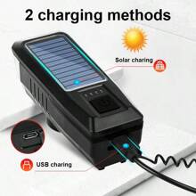 Novo Farol de Bicicleta LED, Farol de Bicicleta Recarregável por Energia Solar, 3 Modos - Regulável, Buzina Alta, Lanterna de Emergência em Material ABS, Iluminação de Segurança Noturna para Ciclismo, Conjunto de Farol Dianteiro e Lanterna Traseira de Bicicleta Recarregável por USB de Alta Capacidade de Bateria