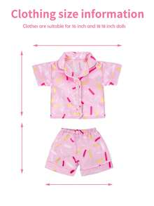 2pcs/Set 16-18 Inch Reborn Doll Clothes, Pink Pajama Outfit Suit, Fits 43cm Dolls (Doll Not Included)
