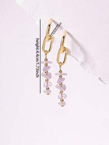 1 Pair Natural Stone Chips Decor Dangle Drop Earring For Women - Multicolor - View 2