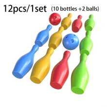 Set di 12 pezzi (10 birilli + 2 palline) di giocattoli da bowling, set da gioco di bowling interattivo mini per interni ed esterni, set di giocattoli da bowling divertenti per la famiglia