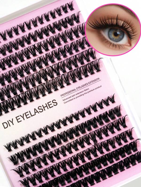 240pcs 8-16mm Mixed Faux Mink Eyelash Extensions, 12 Rows Waterproof & Voluminous To Enhance Eyes For Daily Makeup Or Outings