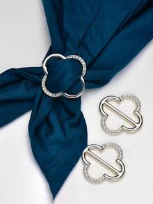 3pcs Women Fashion Metal Clothing Accessories Set - 2 Gold 1 Silver (Collar Clip, Scarf Clip, Belt Buckle) - Multicolor - View 5