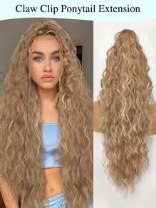 Ponytail Extension Claw 30" Long Curly Pony Tail Claw Clip In Hair Extension Fluffy Natural Looking Synthetic Hairpiece For Women