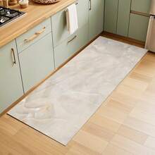 1/2pcs Marble Texture Pattern Kitchen Mat, Suitable For Indoor/Outdoor, Absorbent & Dirt-Proof, Applicable For Bedroom, Bathroom, Kitchen, Entrance - Machine Washable Home Decor - White - View 24
