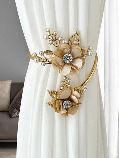 1 pezzo Fermatenda decorato fiori e strass