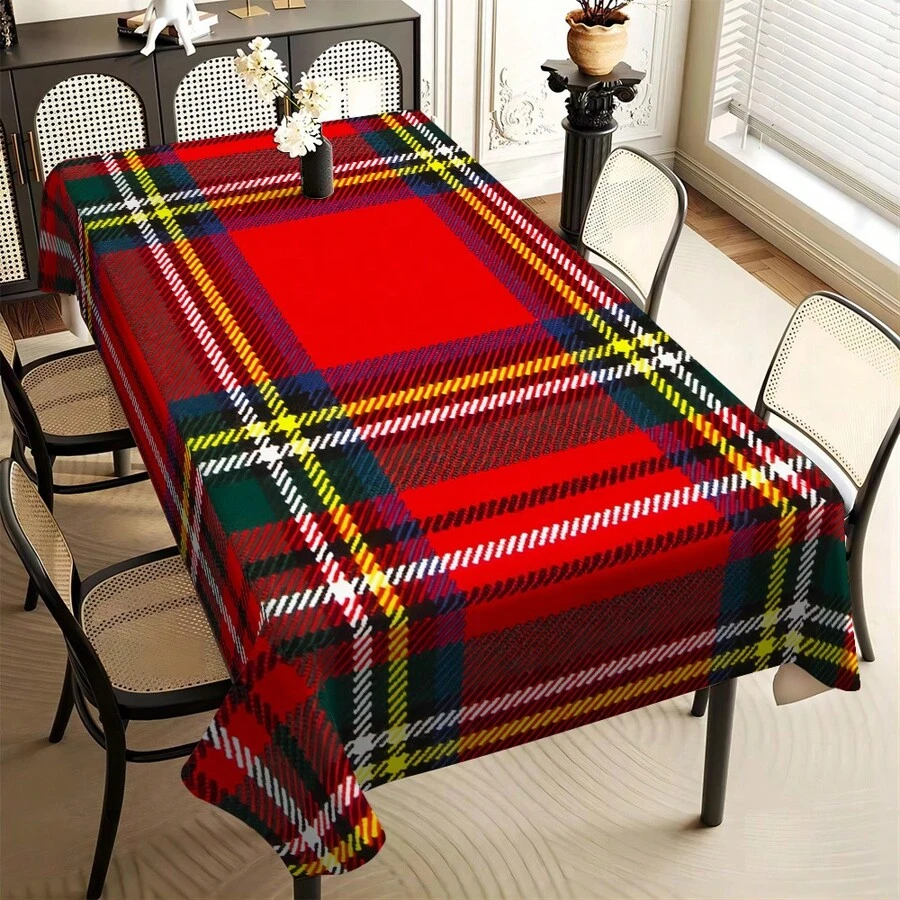 1/20PCs Tablecloth With Line Grid Printed Design, Rectangular Tablecloth, Perfect For Picnics, Camping, Weddings, Birthday Parties, Restaurants, And Buffet Dinners