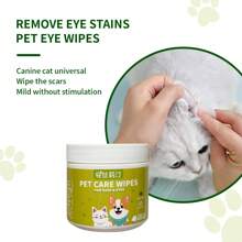 Pet Eye & Ear Wipes Extra-Large And Thickened (8cm In Diameter), Suitable For Cats And Dogs, Making Cleaning And Usage Easier. Gently Removes Tear Stains For Cats And Dogs-An Essential For Pet Eye Care. Ideal For Cleansing Your Pet's Face, Eyes, Ears, Paws, And Bottom.
