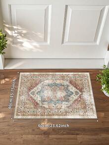 1 pieza Alfombra de área de estilo bohemio gris de terciopelo con cristales, 850g/m², rectangular, antideslizante lavable, decoración del hogar, apta para sala de estar, cocina, comedor, oficina, para todas las estaciones - Gris - Ver 6