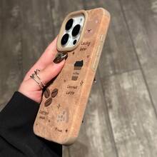 Teléfono con Orificio Grande, Diseño de Piel Sintética en Color Café Sólido con Diseño de Ositos, Compatible con los Modelos 11, 11 Pro, 12, 12 Pro, 13 Pro, 14 Pro, 14 Plus, 14 Pro, 15, 15 Plus y 15 Pro. - Caqui - Ver 6