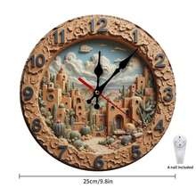 Desert Oasis 10-Inch Wall Clock Artisanal 3D Landscape, Southwestern Style, Silent Non-Ticking, Battery-Operated Perfect For Home, Office, Bedroom Decor Unique Gift Idea, Seller - Multicolor - View 2