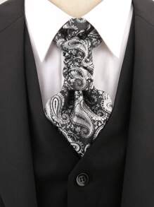 1 pieza Diseño sin corbata para hombre, adecuado para atuendo formal, negocios, esmoquin, gala