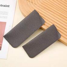 2pcs PU Leather Textured Portable Dustproof High-End Sunglasses/Reading Glasses Protective Case With Zipper Pocket