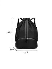 Basketball Bag, Swimming Bag, Dry Wet Separation Women's Storage Bag, Sports Backpack, Training And Fitness Drawstring Backpack - 黑色 - 查看 6