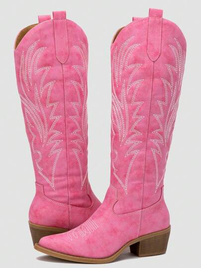 GLOBALWIN Women's The Western Cowboy Cowgirl Embroidered Knee High Boots Fall Boots Halloween Season