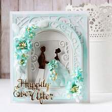 1 pieza Corte de metal en forma de tarjeta de felicitación 3D, troquel de corte y estampado DIY, adecuado para scrapbooking, tarjetas de papel, tarjetas de felicitación, álbumes, decoración de manualidades - Plateado - Ver 6