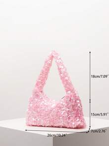 亮片单肩包，闪亮舞会包，新娘派对配饰，优雅女士婚礼包，随机闪光图案 - 粉色 - 查看 7