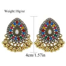FANYINAN 1 par de brincos de liga de zinco com pingente de diamante incrustado, brincos retrô femininos, brincos da moda para mulheres, estilo boêmio, adequados para o dia a dia e feriados