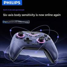 PHILIPS DLK5070 Wireless Bluetooth Game Controller | Magnetic Detachable Panel + 4 Back Buttons | Dual Hall Triggers + 6-Axis Gyroscope | E-Sports Grade Joystick With No Dead Zone | Macro Programmable + Burst | Ultra-Long Battery Life + Fast Charging