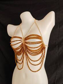 Sexy, modische Körperkette, hochwertige Brustkette mit Diamantbesatz, Top-Kette, Hochzeitskleid, Nachtclub-Partyschmuck