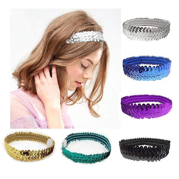 1pc Shiny Party Polyester Hair Band, Suitable For All Seasons Fashion Hair Accessories Soft Headband