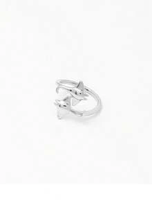 1 件独特创意金蝠鲼开口戒指，适合女性日常休闲穿着和海滩度假 - 金色 - 查看 9