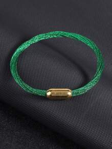 1pc Luxury Gold Color Stainless Steel Magnetic Buckle Bracelet Handmade Layers Bracelet For Women Girl Multicolor Weaven Steel Chain Bracelets Sports Leisure H656