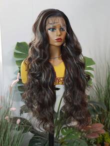 万圣节服装假发 合成耐热前蕾丝假发 13*4 长波浪发 30 英寸 棕色 日常使用高品质女士假发 自然外观高品质合成柔软初学者友好假发 - 摩卡棕 - 查看 6