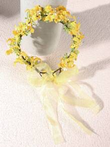 1 buc bentiță florală Halo pentru primăvară și vară, accesoriu de păr cu coroană Halo pentru mirese, petreceri, nunți, fotografii pe plajă, festivaluri, Ziua Recunoștinței, zile de naștere, festivaluri, cadou ideal, coroane, diademă, ghirlandă de păr, viță de vie, accesoriu de păr, cercel de păr, lucruri școlare, toamnă