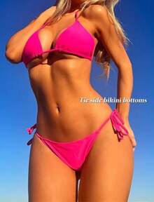 Braga de bikini sexy para mujer con lazos laterales y parte trasera fruncida, traje de baño brasileño de cadena