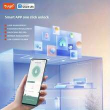 Graffiti Smart Fingerprint Door Handle Lock - Wireless, Battery Powered, 3 Unlock Modes (Fingerprint, Key, App), Wireless Enabled, Touch Sensor, Compatible With Smart Living, Suitable For Home, Restaurant, Office, Apartment, Bedroom - Black Metal Security Handle, Battery Free, Portable Door Lock