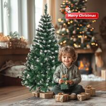 4 FT Künstlicher Schneebedeckter Weihnachtsbaum, unbeleuchteter Weihnachtskiefer mit 300 Astspitzen und stabilem Metallständer für Büro, Zuhause, Geschäft, Party, Feiertagsdekoration, grün & schneebedeckt