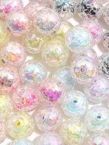 10 pièces aléatoires Perles rondes en acrylique de 16 mm avec revêtement UV, cœur colorés en bonbon, avec trou. Accessoires pour bijoux, artisanat, pièces de bracelet, décoration