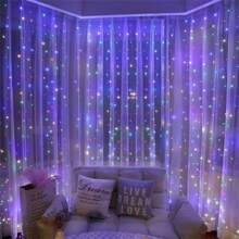1 Stück USB Vorhang Lichterkette, 8 Beleuchtungsmodi, warm/weiß/farbwechselnd, mit Fernbedienung, geeignet für Zuhause, Schlafzimmer, Weihnachtsbaum, Halloween, Erntedankfest, Hochzeitsfeier, Innendekor, Weihnachtsgeschenk
