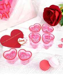 1pc Multifunctional Pink Mini Heart-Shaped Brush Washing Cup, Palette Cup, Crystal Cup, Nail Art Palette, Acrylic Powder Container, Nail Art Tools - Pink - View 3