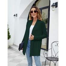 Newchoice Womens Casual Lightweight Long Sleeve Cardigan Soft Drape Open Front Fall Dusters (S-3XL) - Dark Green - View 6