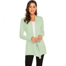 Newchoice Womens Casual Lightweight Long Sleeve Cardigan Soft Drape Open Front Fall Dusters (S-3XL) - Faded Sage - 查看 1