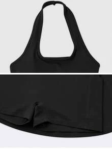 NcmRyu 1pc Women's Seamless Stretchy Camisole Dress - Black - View 3