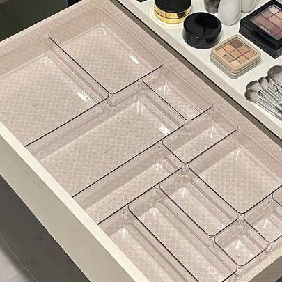 1/5/7/11/18/25件装抽屉式化妆品收纳盒，口红香水收纳盒，梳妆台护肤品收纳盒，可堆叠桌面收纳盒，多功能自由组合展示收纳盒，适用于浴室镜柜收纳，化妆品收纳包，房间装饰，化妆包，梳妆台，旅行，化妆包，旅行必备，收纳盒，储物，旅行必备，化妆品收纳盒，化妆包，化妆品收纳盒，收纳盒，洗漱包，桌面收纳盒，化妆品包，化妆袋，化妆品收纳，梳妆台配件，化妆袋，化妆包，珠宝盒，化妆刷架，化妆刷架，香水收纳盒，化妆包，女士礼物，圣诞礼物，女士礼物创意，房间装饰