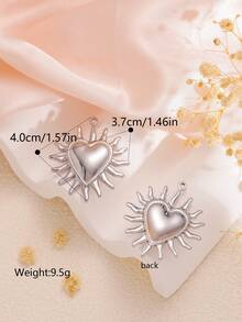 3pcs Titanium Steel Vacuum Electroplated Vintage Heart And Sun Shaped Pendant, Suitable For Handmade DIY Pendants, Earrings, Bracelets, And Jewelry Accessories - Multicolor - View 11
