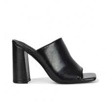 XY LONDON Sunday Women's High Heel Mule Sandal Shoes, Block Heel, Square Toe, Peep Toe,  Synthetic Leather, Black, Nude, White, Stone, Fashionable, Nightclub, Autumn/ Winter - Black - View 5