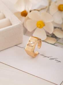 1 Stück modischer minimalistischer Buchstaben 26 Buchstaben quadratischer offener Ring, geeignet für tägliches Dekor-Tragen, kann ein Geschenk für Liebhaber, Freunde, Familie an Geburtstag, Feiertag, Jahrestag sein