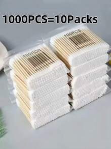 500 Stücke doppelkopf Holz Wattestäbchen zum Reinigen von Nase und Ohren, Makeup-Tools für Frauen, Lippenstift, Wattestäbchen, Spitzen, Ohren-Stäbchen