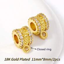 2 stuks 18K verguld messing metalen inleg zirkonia scharnierende hanger enhancer borgsluitingen DIY sieraden maken accessoires