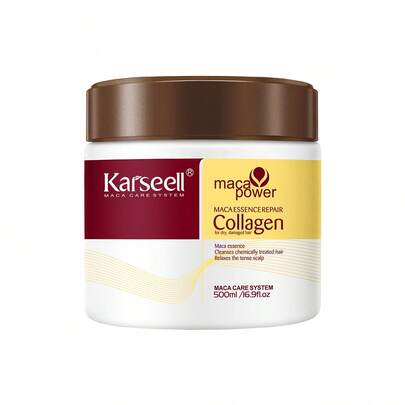  Mascarilla capilar Karseell con colágeno, 500 ml, acondicionador profundo, aceite de coco y queratina para cabello seco, dañado, teñido, rizado y decolorado. Para todo tipo de cabello.