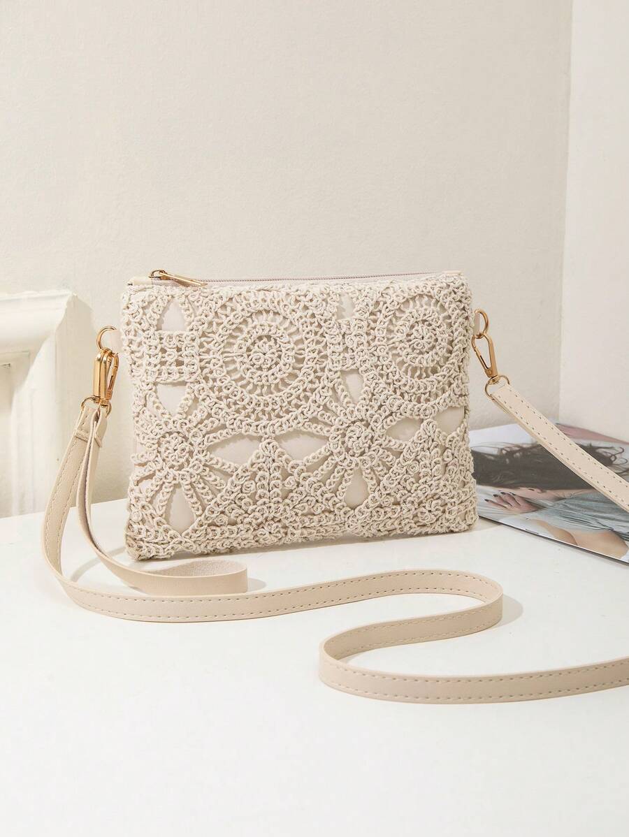 Bolsa de playa mini con correa de muñeca y monedero, bolso de hombro cruzado para mujeres, nueva mochila pequeña y versátil para primavera/verano, bolso cuadrado dulce