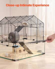 Hamster Cage, 360° Transparent Habitat, Large Space Dwarf Hamsters, Guinea Pigs, Rats - Removable Front Panel & Ventilation - 22.8"L X 15.0"W X 21.3"H - View 6